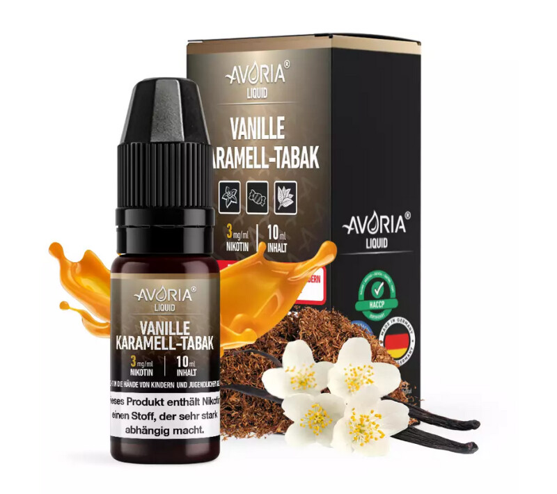 Vanille Karamell-Tabak Liquid 10ml Avoria 12mg