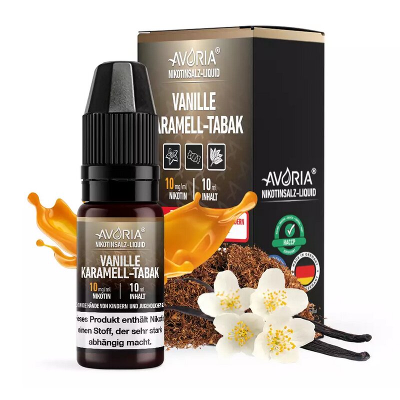 Vanille Karamell-Tabak Nikotinsalz Liquid 10ml Avoria