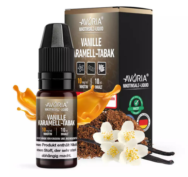 Vanille Karamell-Tabak Nikotinsalz Liquid 10ml Avoria 20mg