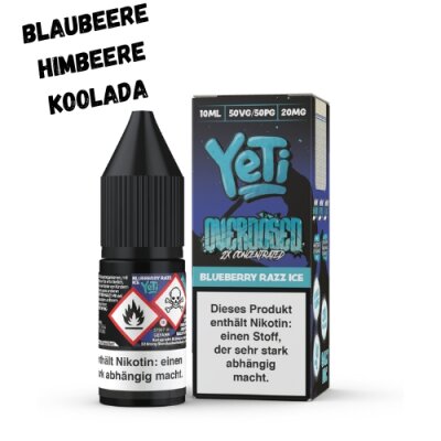 Blueberry Razz Ice Nikotinsalz Liquid 10ml Yeti Overdosed